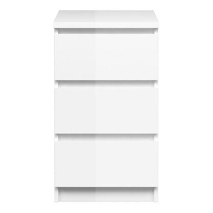 Naia Bedside 3 Drawers in White High Gloss