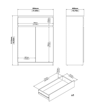 Naia Shoe Cabinet with 2 Doors +1 Drawer