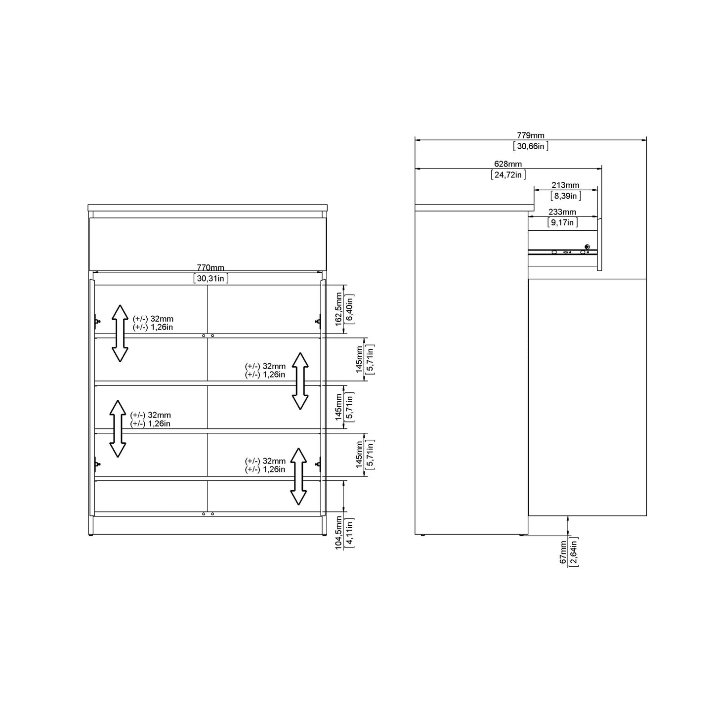 Naia Shoe Cabinet with 2 Doors +1 Drawer