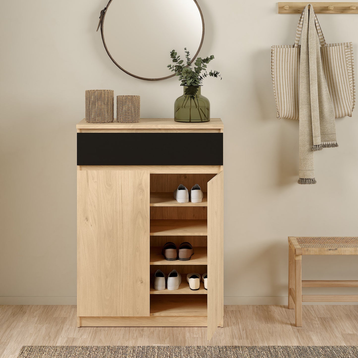 Naia Shoe Cabinet with 2 Doors +1 Drawer