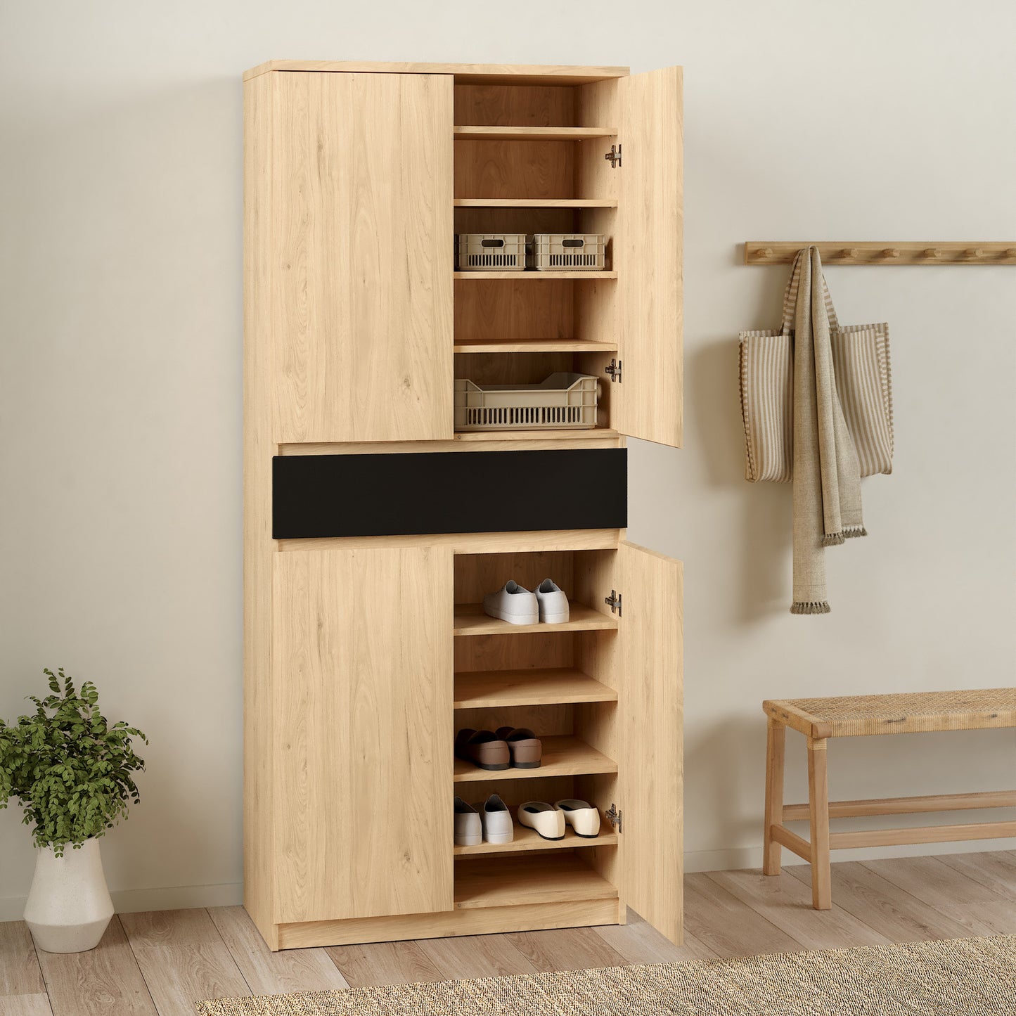 Naia Shoe Cabinet with 4 Doors + 1 Drawer