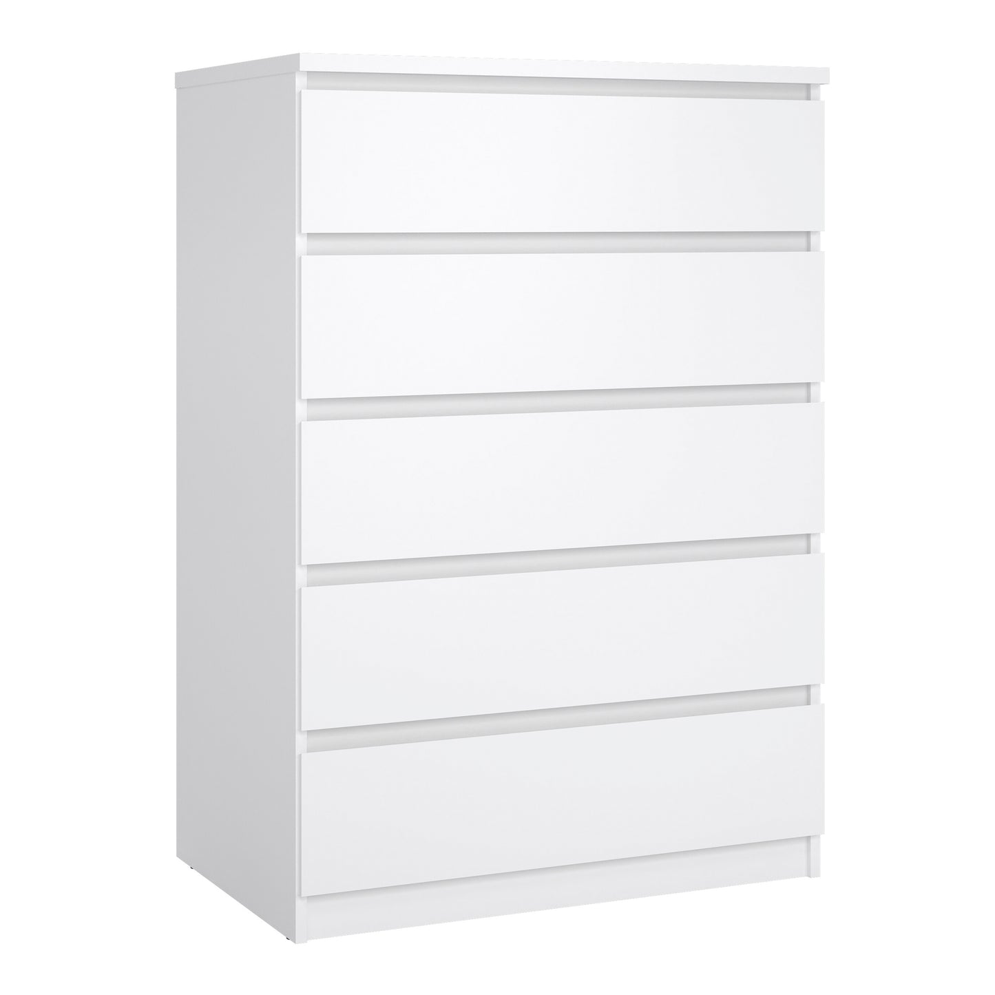 Naia 3 Piece Bundle, Bedside, Chest and 2 Door 1 Drawer Wardrobe in White High Gloss