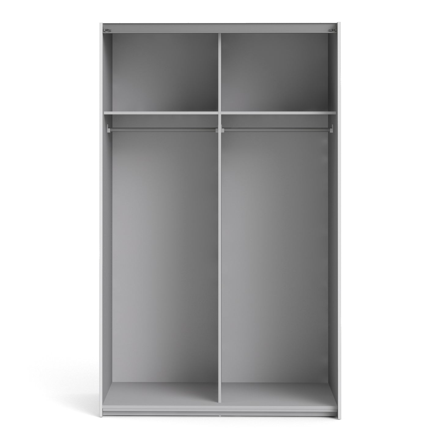 Verona Sliding Wardrobe 120cm in White with Oak Doors with 2 Shelves