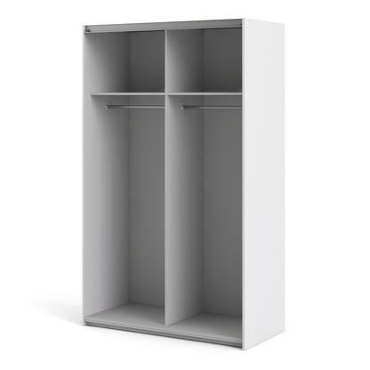 Verona Sliding Wardrobe 120cm in White with Oak Doors with 2 Shelves