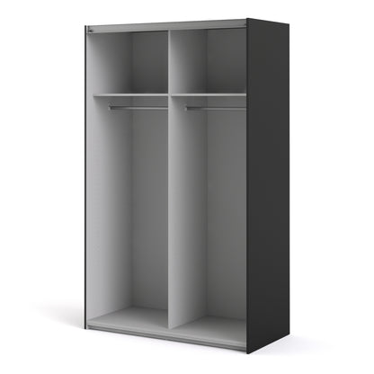 Verona Sliding Wardrobe 120cm in Black Matt with Black Matt Doors with 2 Shelves