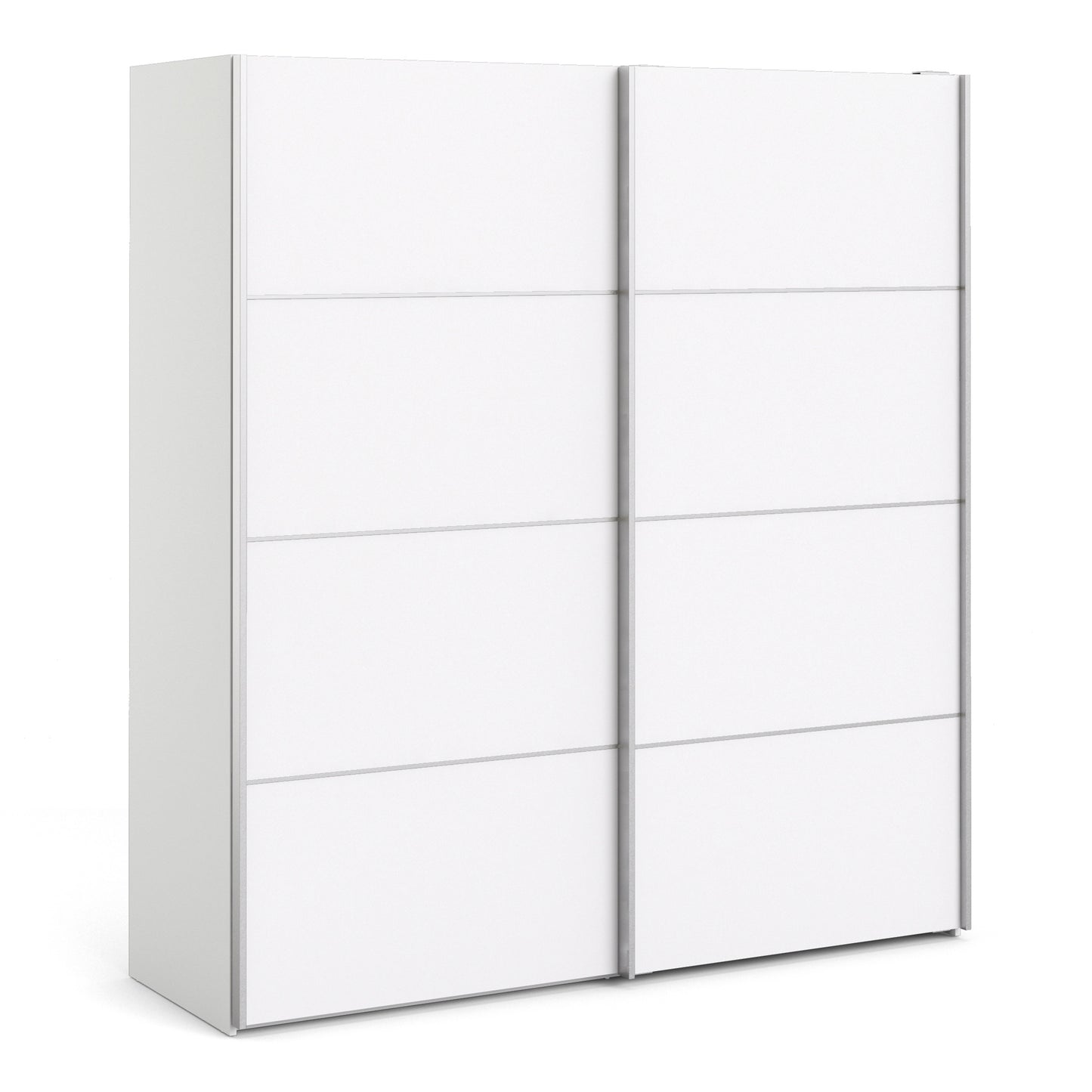 Verona Sliding Wardrobe 180cm in White with White Doors with 2 Shelves