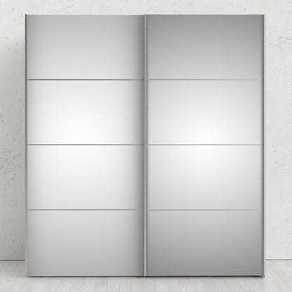 Verona Sliding Wardrobe 180cm in White with Mirror Doors with 5 Shelves