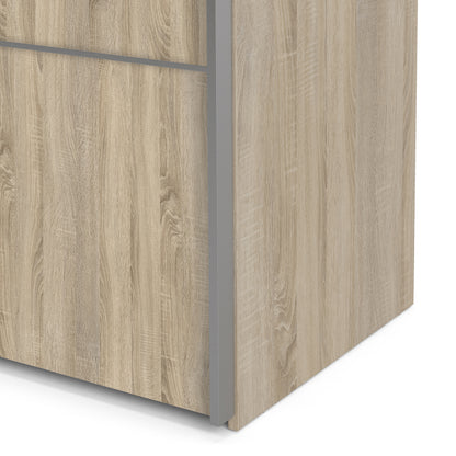 Verona Sliding Wardrobe 180cm in Oak with White and Oak doors with 5 Shelves