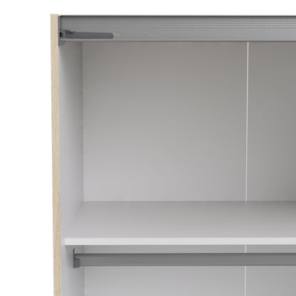 Verona Sliding Wardrobe 180cm in Oak with White and Oak doors with 5 Shelves