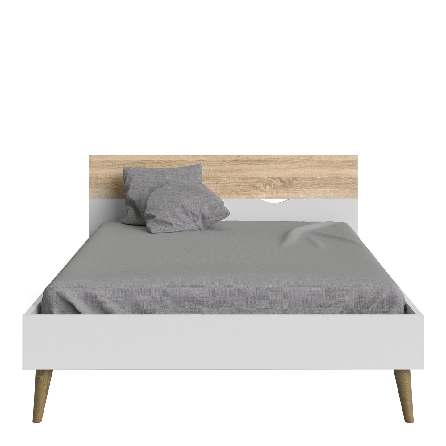 Oslo Euro Double Bed (140 x 200) in White and Oak