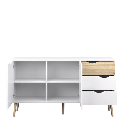 Oslo Sideboard - Large - 3 Drawers 2 Doors in White and Oak