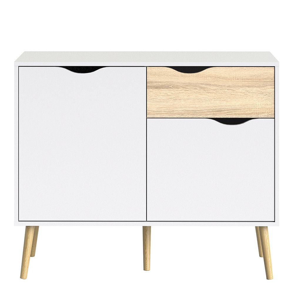 Oslo Sideboard - Small - 1 Drawer 2 Doors in White and Oak