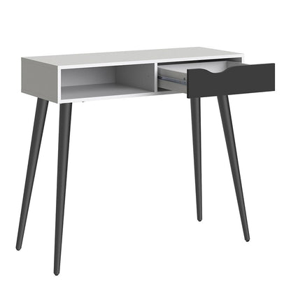 Oslo Console Table 1 Drawer 1 Shelf in White and Black Matt