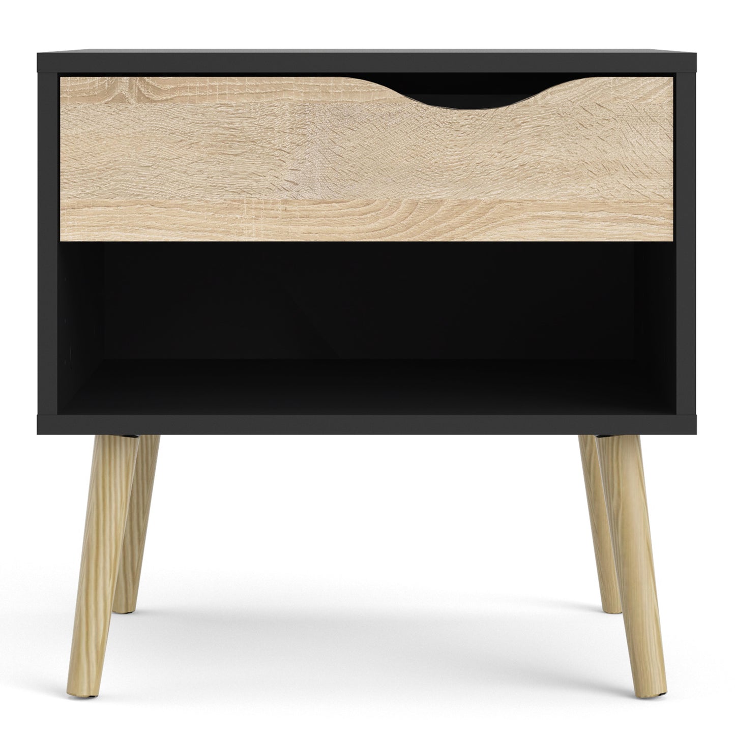 Oslo Bedside 1 Drawer in Black and Oak