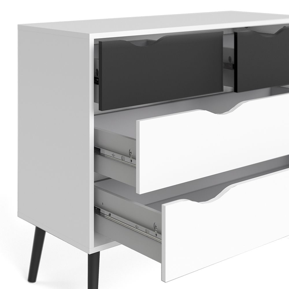 Oslo Chest of 4 Drawers (2+2) in White and Black Matt