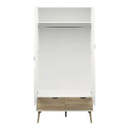 Oslo Wardrobe 2 Doors 2 Drawers in White and Oak