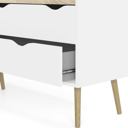 Oslo Double Dresser with 8 Drawers in White and Oak