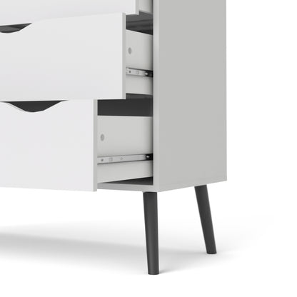 Oslo Chest of 5 Drawers (2+3) in White and Black Matt