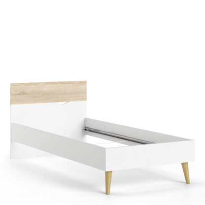 Oslo Euro Single Bed (90 x 200) in White and Oak