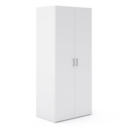 Space 3 Piece Bundle, Bedside, Chest and 2 Door Wardrobe in White