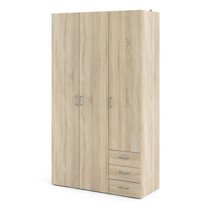 Space Wardrobe - 3 Doors 3 Drawers in Oak 2000