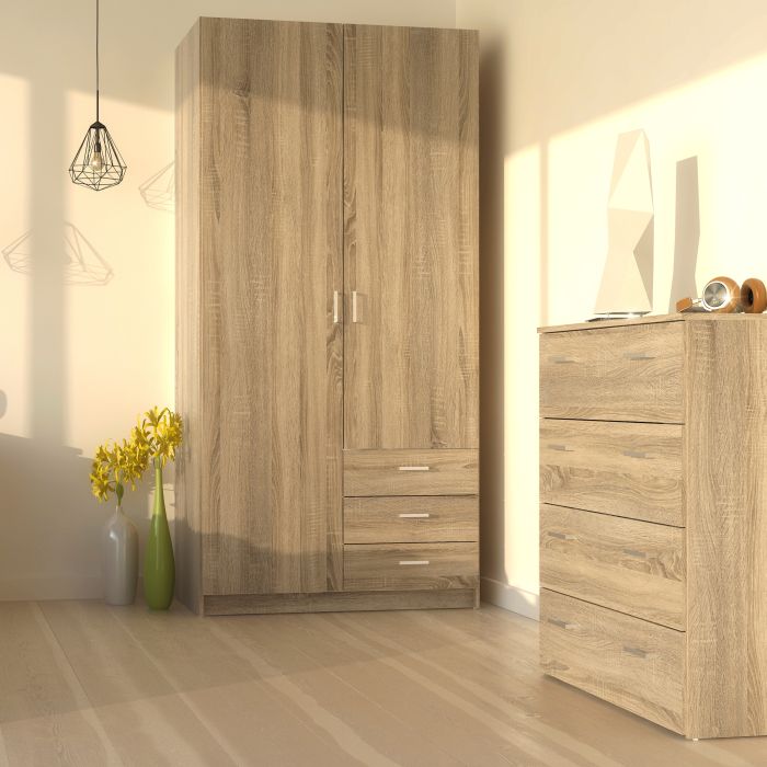 Space Wardrobe - 2 Doors 3 Drawers in Oak 2000