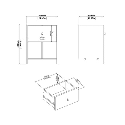 May Bedside 1 Drawer in White