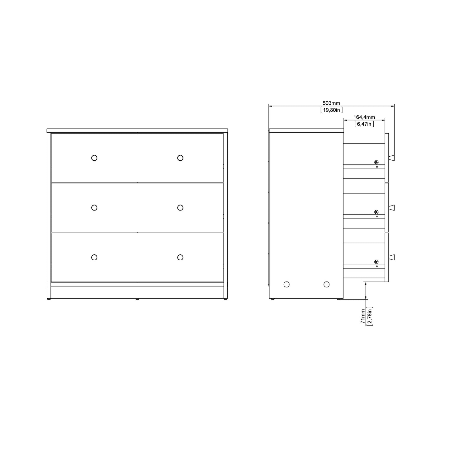 May Chest of 3 Drawers in Grey