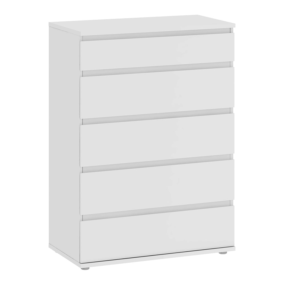 Nova Chest of 5 Drawers in White