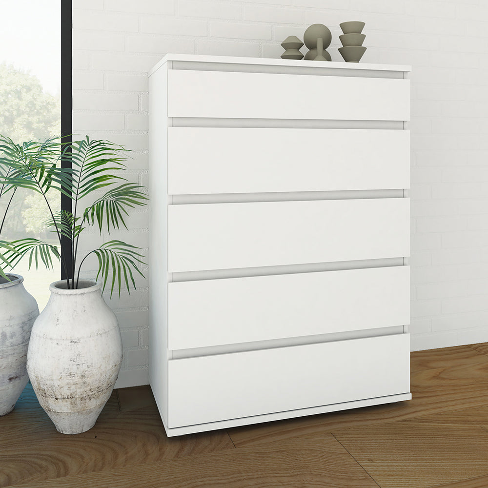 Nova Chest of 5 Drawers in White