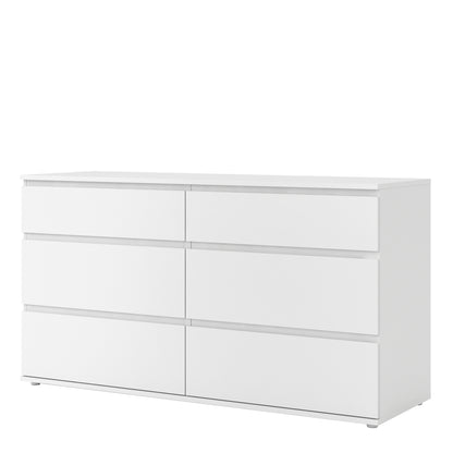 Nova Wide Chest of 6 Drawers (3+3) in White