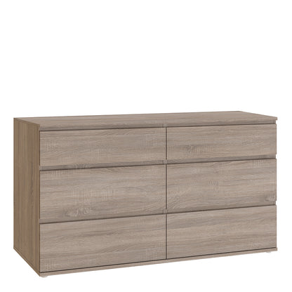 Nova Wide Chest of 6 Drawers (3+3) in Truffle Oak