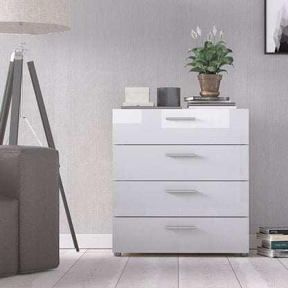 Pepe Chest of 4 Drawers in Oak with White High Gloss