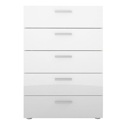 Pepe Chest of 5 Drawers in Oak with White High Gloss