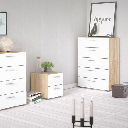 Pepe Chest of 5 Drawers in Oak with White High Gloss