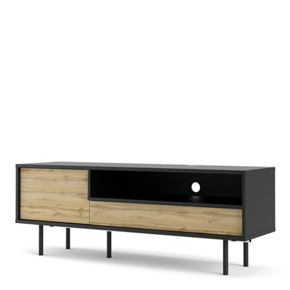 Match TV-Unit 1 Door + 1 Drawer in Black/Oak