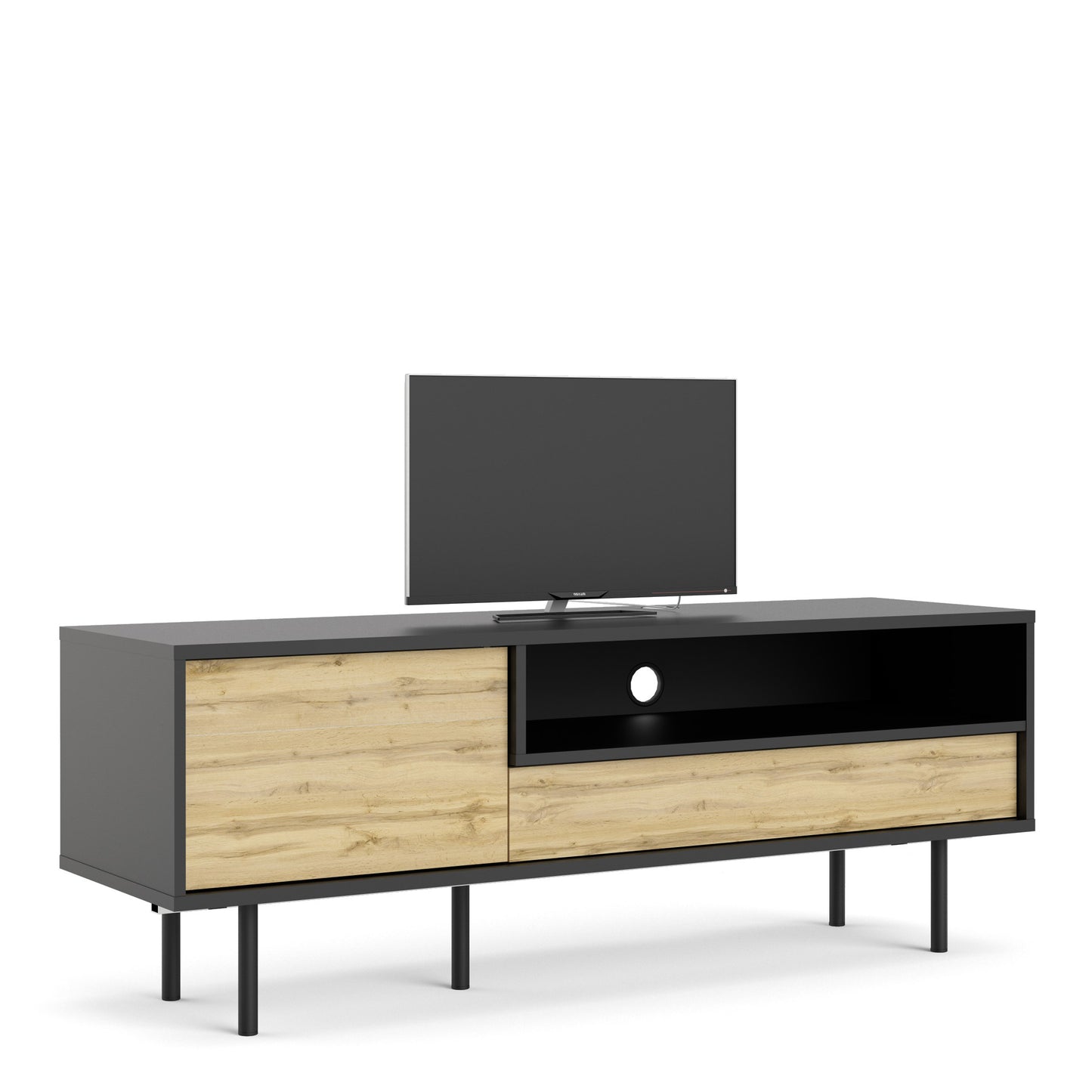 Match TV-Unit 1 Door + 1 Drawer in Black/Oak