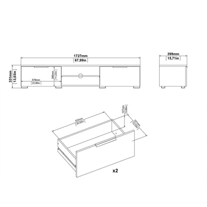 Match TV Unit 2 Drawers 2 Shelf in Black