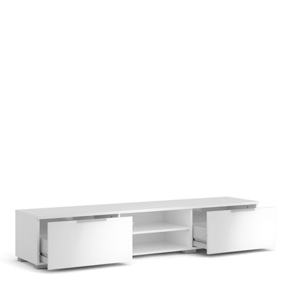 Match TV Unit 2 Drawers 2 Shelf in White High Gloss