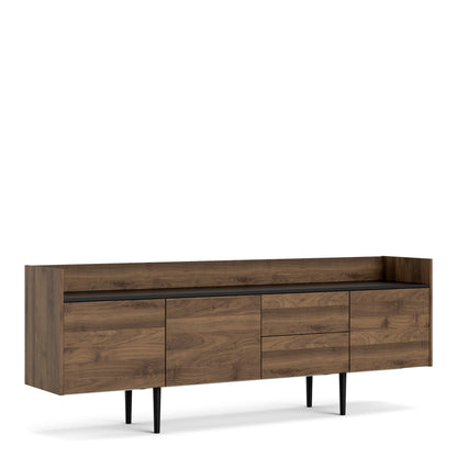 Unit Sideboard 2 Drawers 3 Doors in Walnut and Black