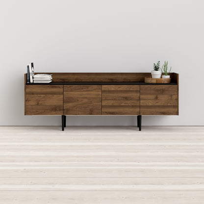 Unit Sideboard 2 Drawers 3 Doors in Walnut and Black