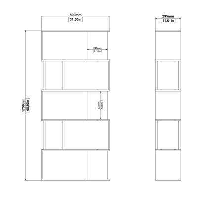 Maze Open Bookcase 4 Shelves in Jackson Hickory Oak and White