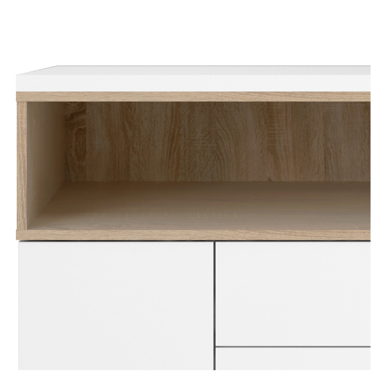 Sideboard 3 Drawers 3 Doors in White and Oak