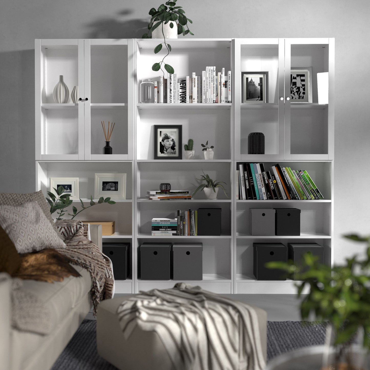 Basic Tall Wide Bookcase (4 Shelves) in White