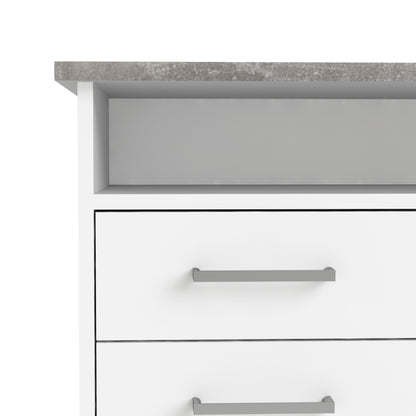 Function Plus Desk 4 Drawer 1 Door in White and Grey