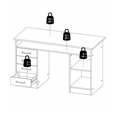 Function Plus Desk 4 Drawer 1 Door in Jackson Hickory Oak