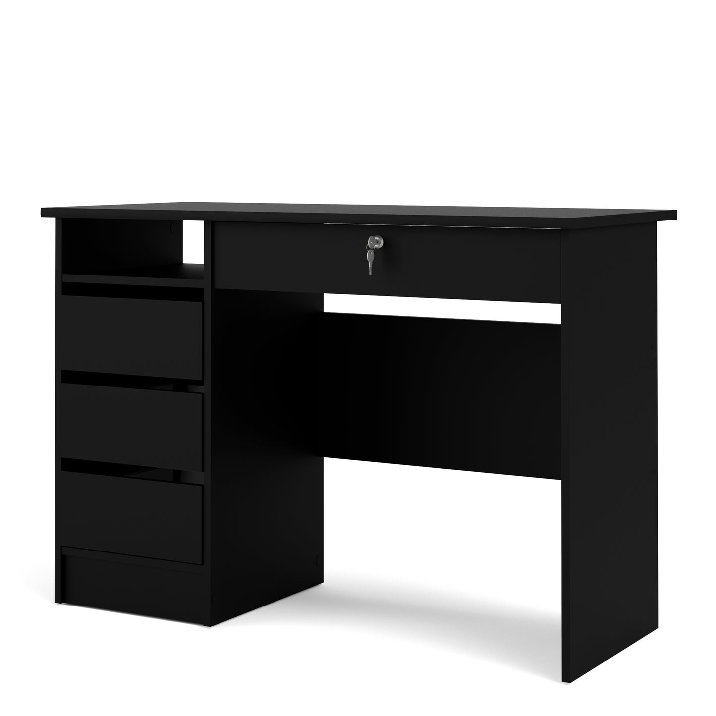 Function Plus Desk (3+1) handle free Drawer in Black