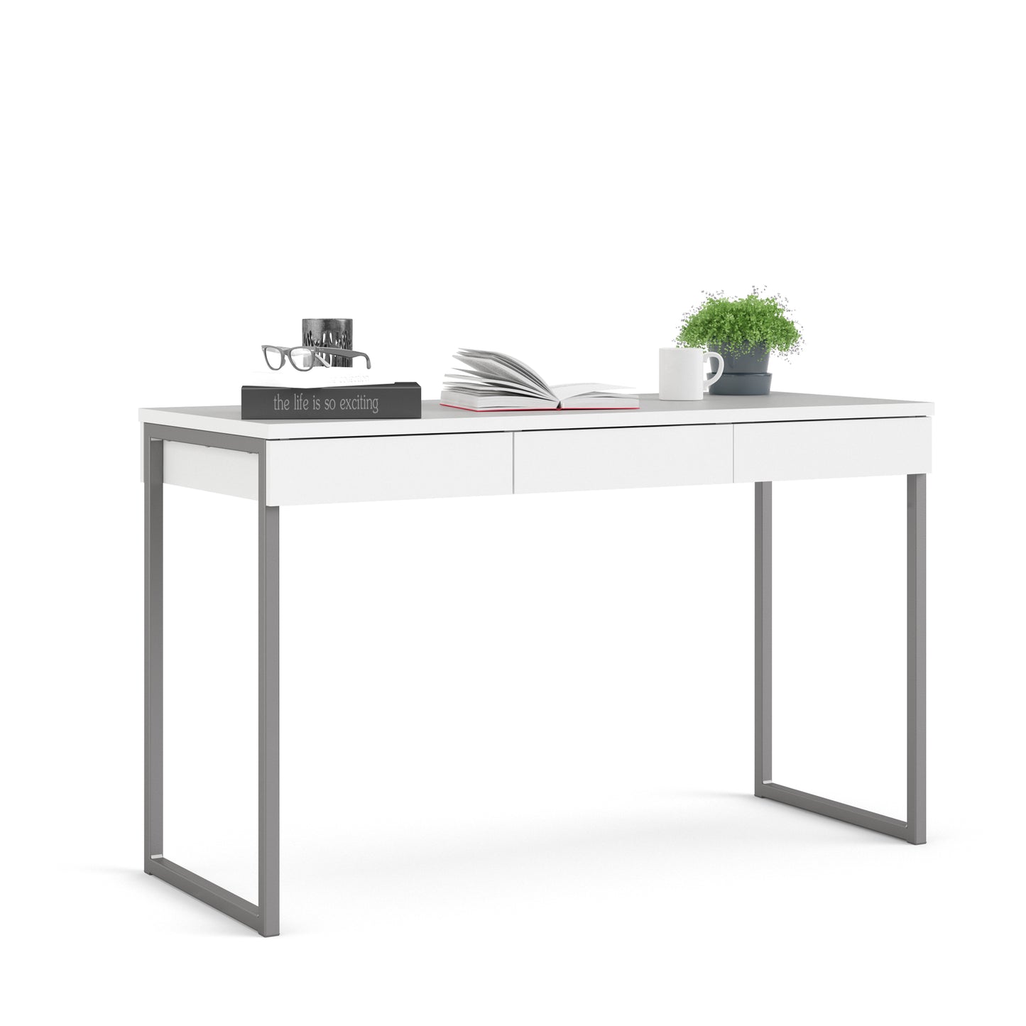 Function Plus Desk 3 Drawers in White