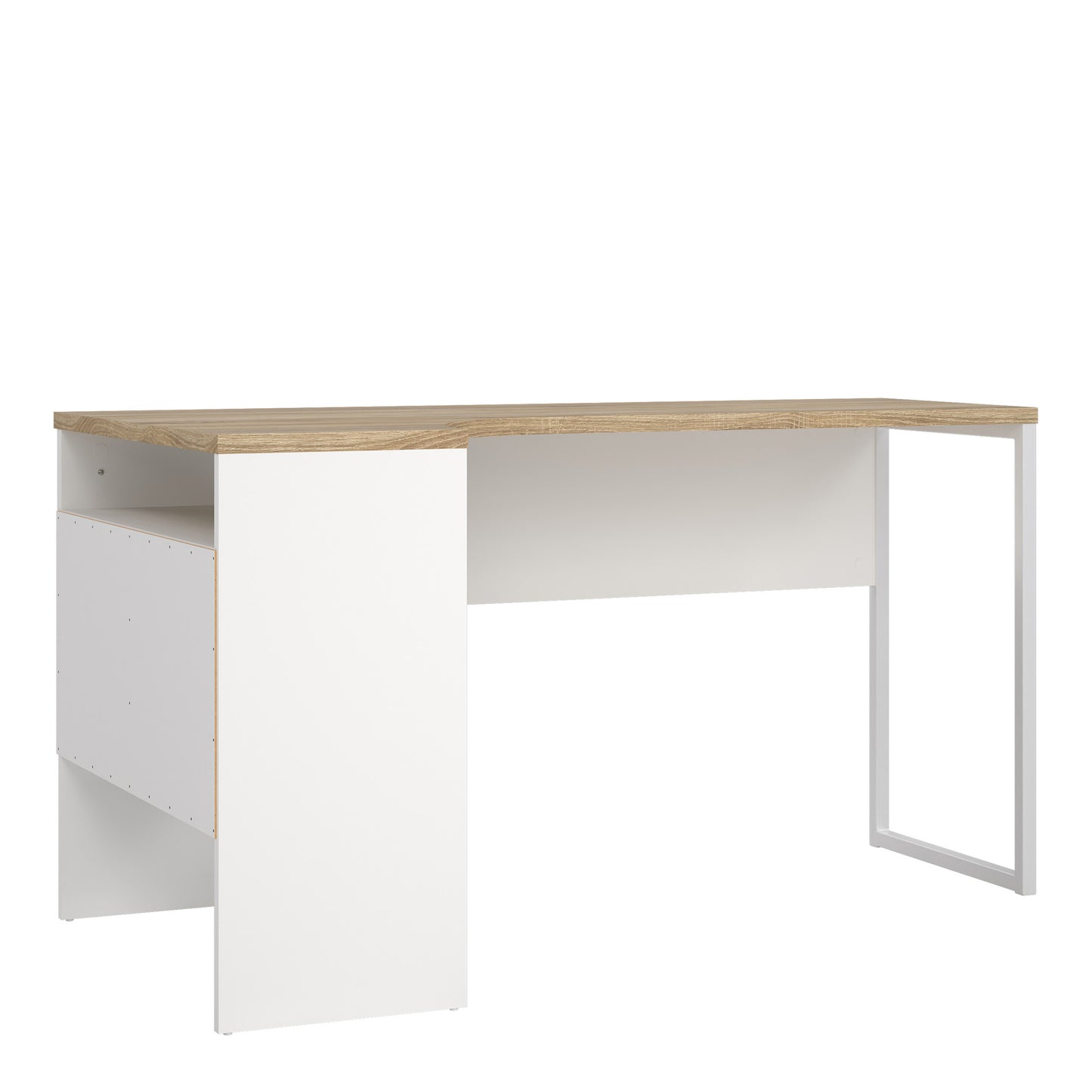 Function Plus Corner Desk 2 Drawers in White and Oak