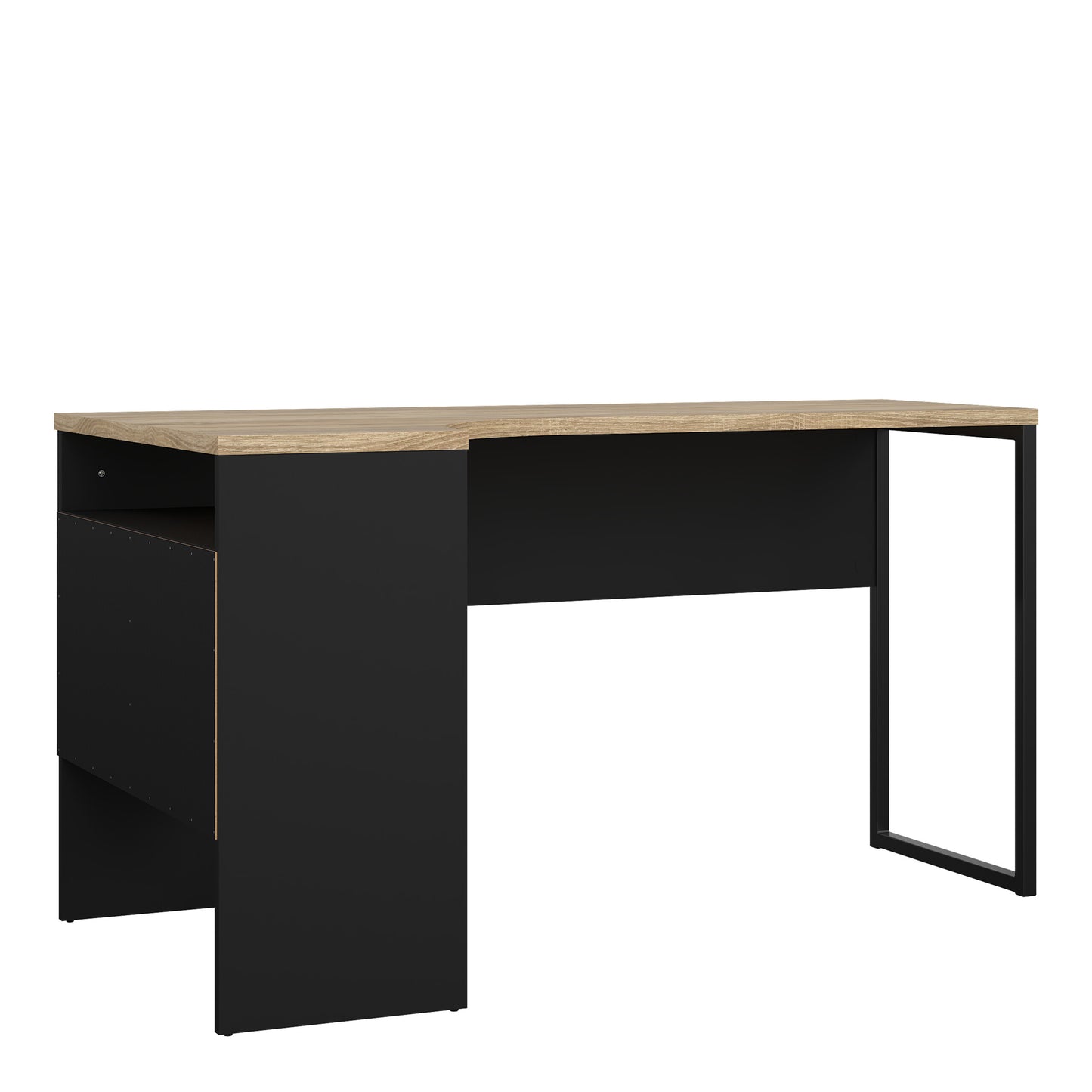 Function Plus Corner Desk 2 Drawers in Black Matt and Oak